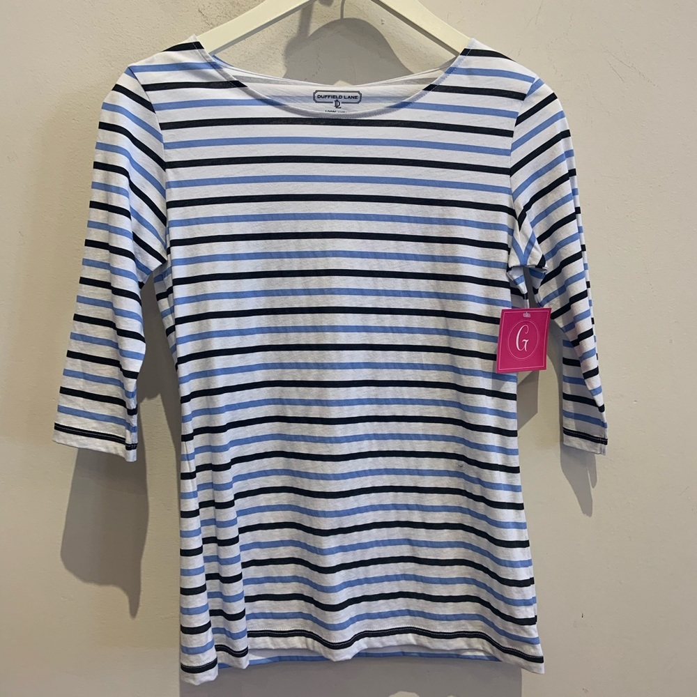 3/4 sleeve striped tee